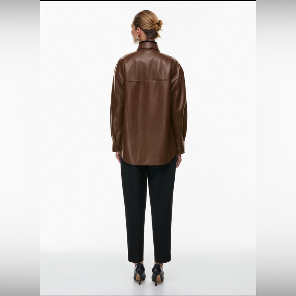 Aritzia Babaton Vegan leather Pelli shirt in light blue, size large - Picture 8 of 8